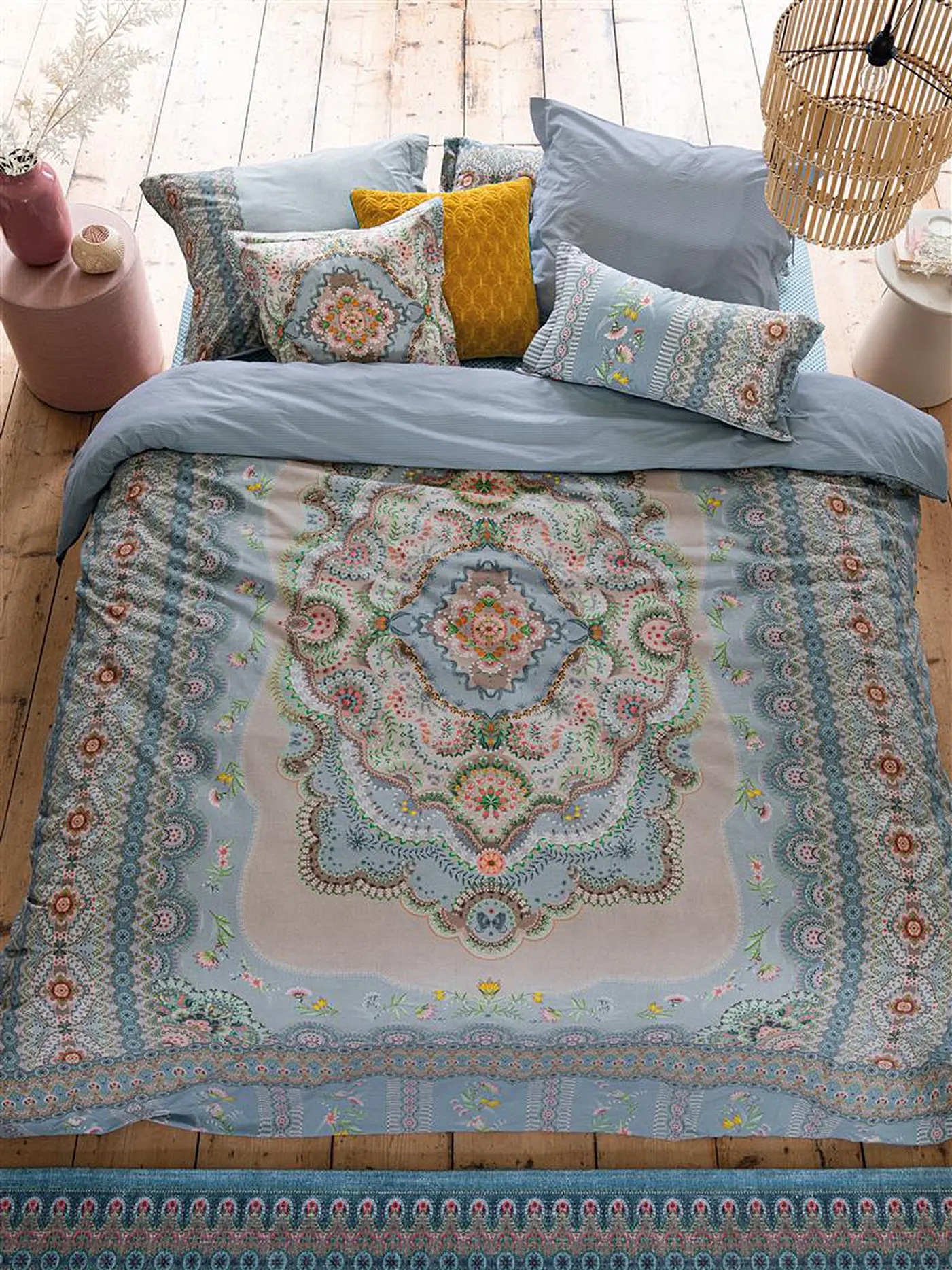 PIP STUDIO | Perkal Bettwäsche  Majorelle Carpet 2x 70x90cm / 200x200cm Pink | blau